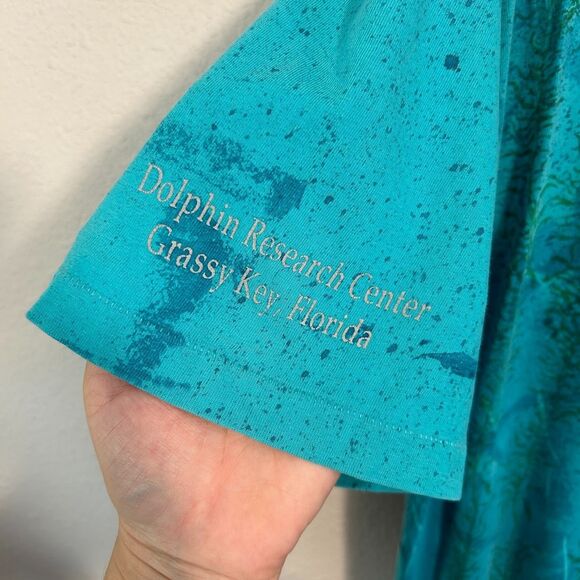 VTG 90s Local Color Art T Shirt XL Dolphin Ocean AOP Tie Die Single Stitch - Picture 6 of 8